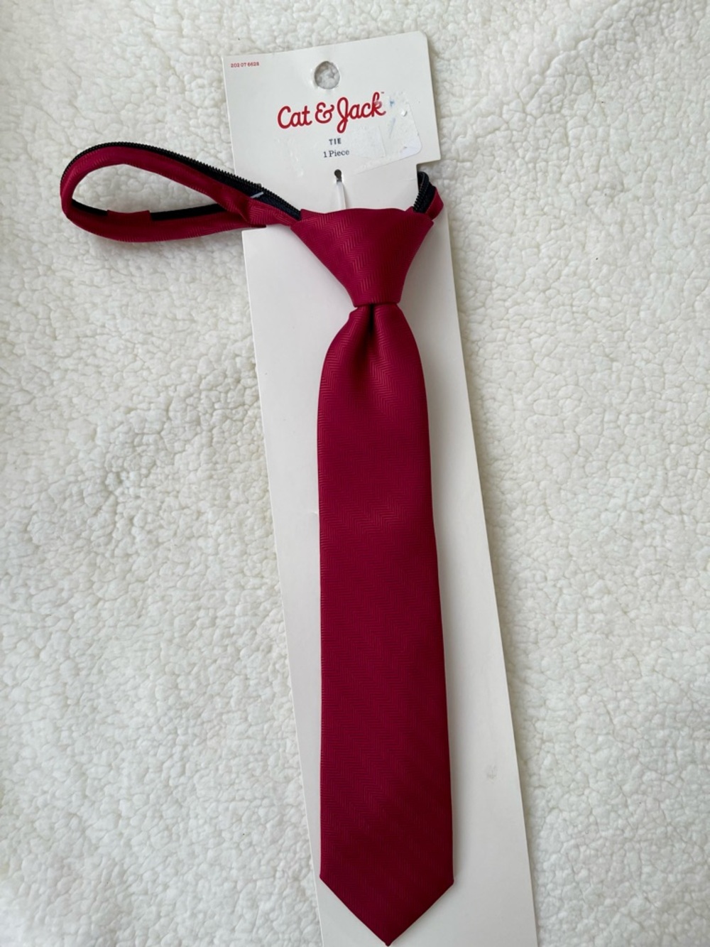 Cat & Jack Boys' Dark Red Pre-Tied Zipper Tie